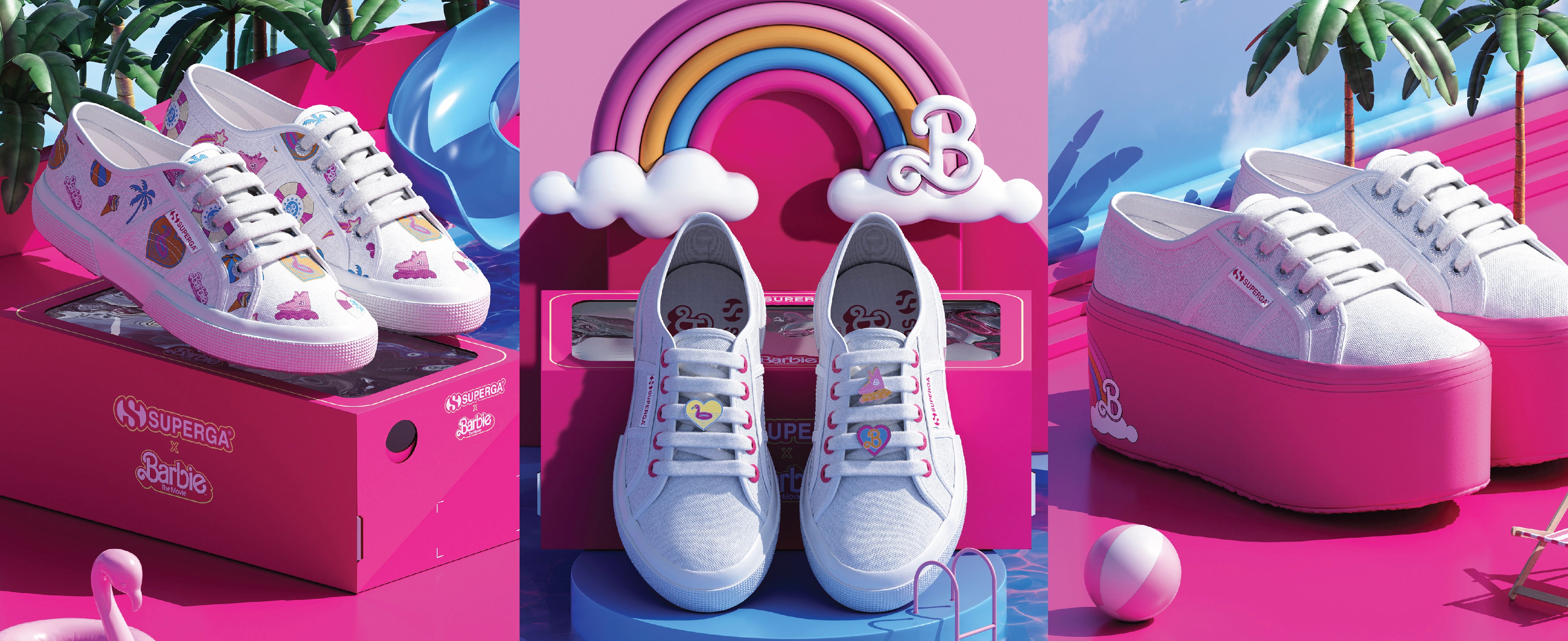 SUPERGA x BARBIE★2802 RAINBOW★厚底★コラボ Barbie] Barbie x Superga 2802 Barbie Rainbow Sneakers