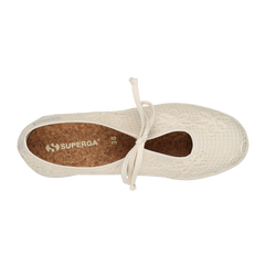 Superga 2442 Ballerina Lace Net Flower Crochet Beige Raw-Off White