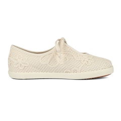 Superga 2442 Ballerina Lace Net Flower Crochet  Beige Raw-Off White