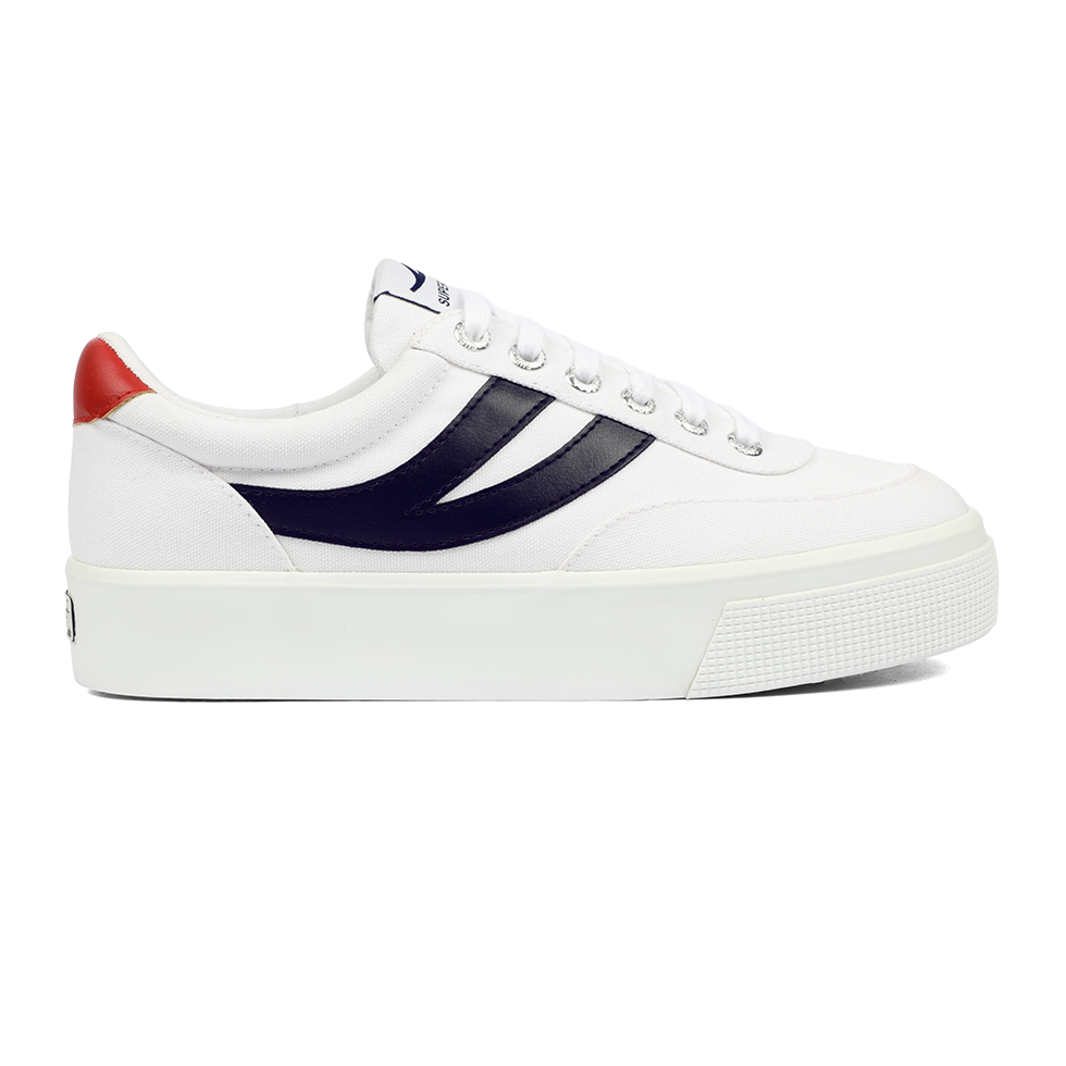 Superga 2740 Platform Blocks White Navy Red