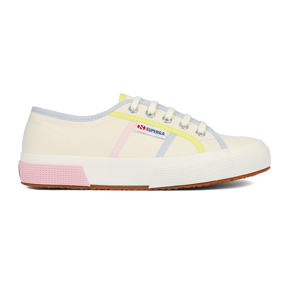 Superga 2750 Colourblocking Beige Natural Lime Pink