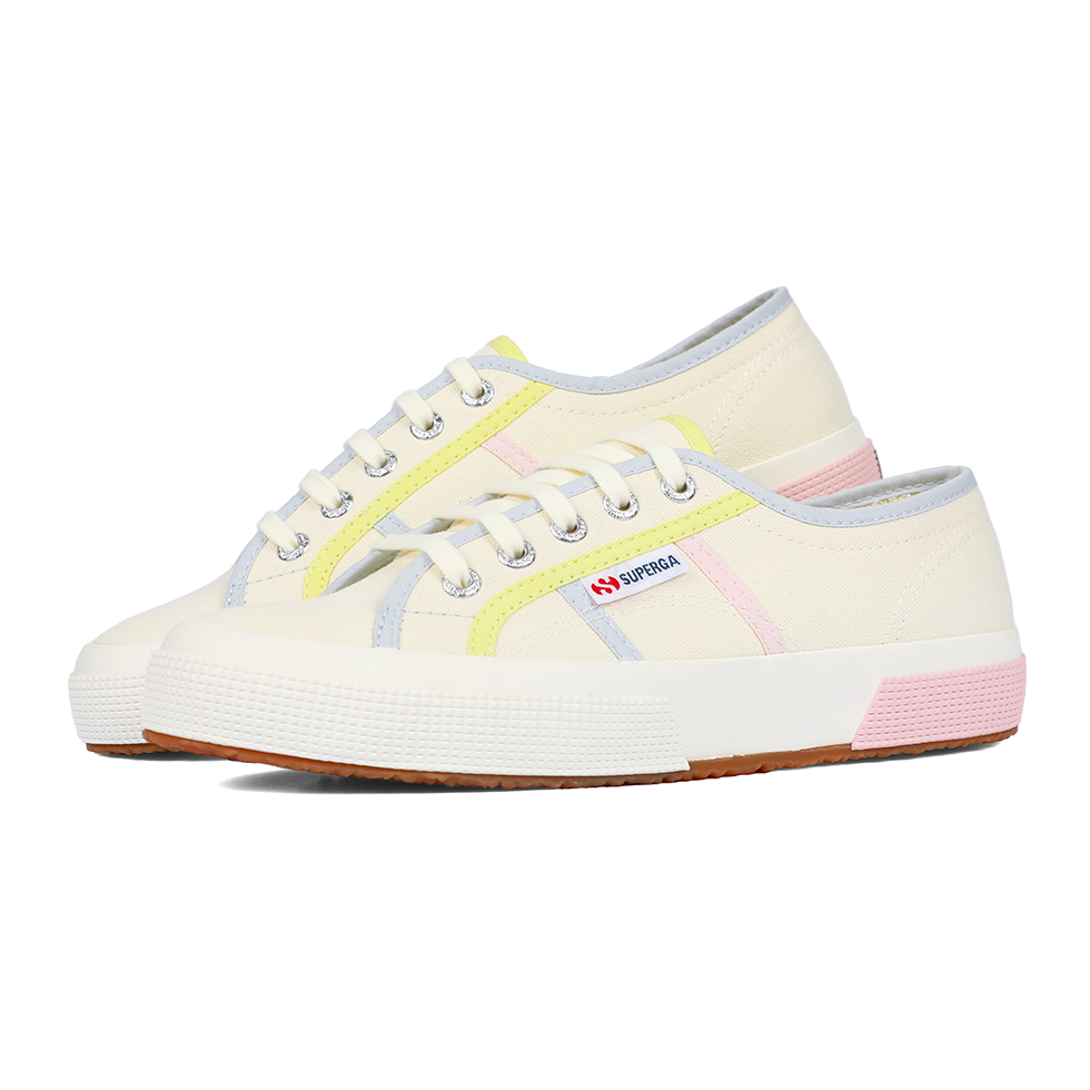 Superga 2750 Colourblocking Beige Natural Lime Pink