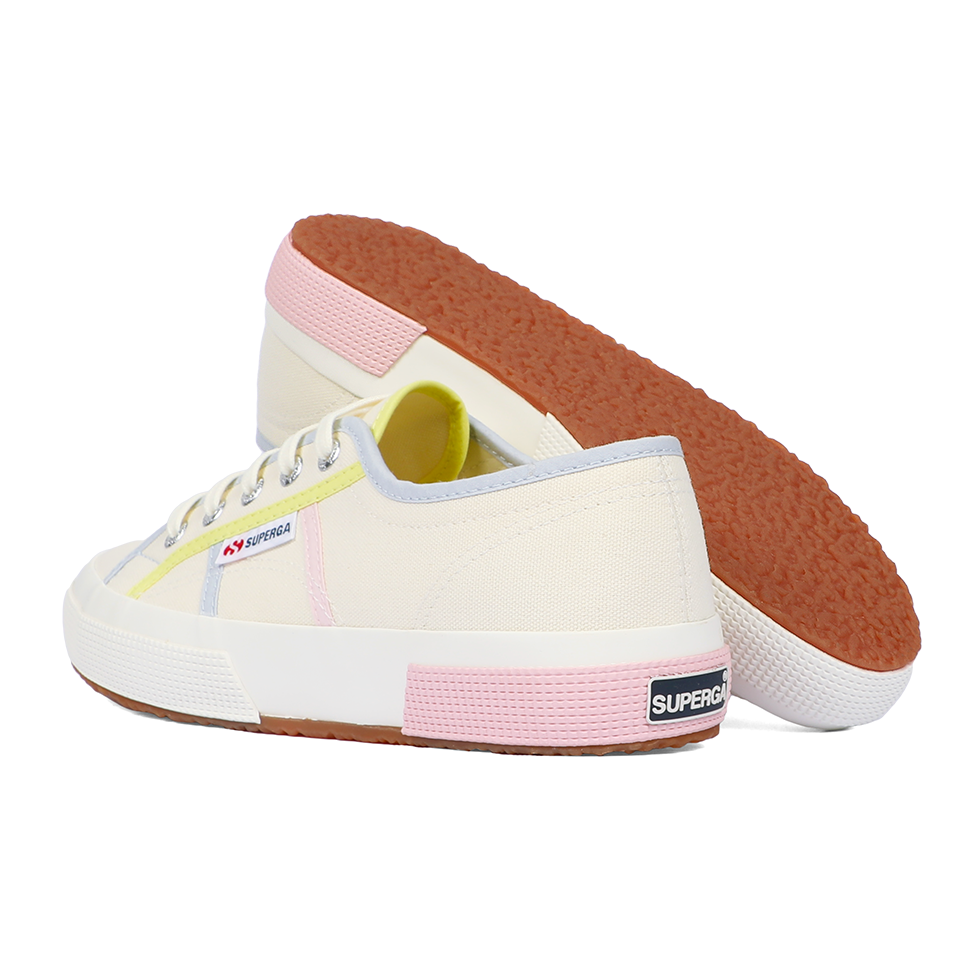 Superga 2750 Colourblocking Beige Natural Lime Pink