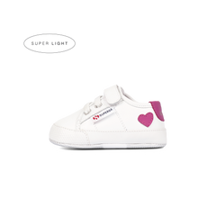 Superga 4006 Baby Heart Faux Leather White Neon Pink