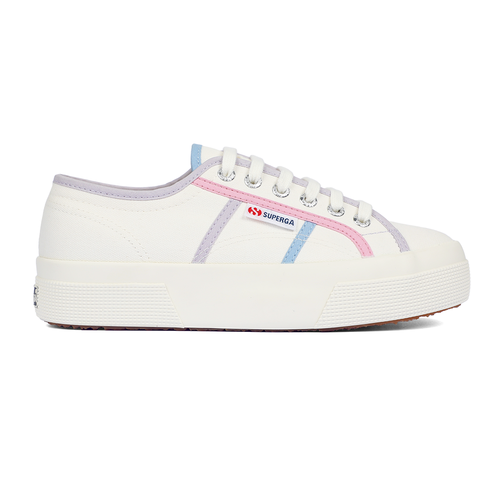 Superga 2740 Colourblocking White Avorio Pink Blue Light