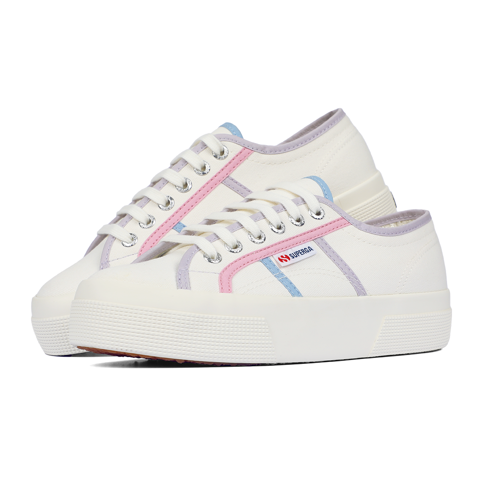 Superga 2740 Colourblocking White Avorio Pink Blue Light