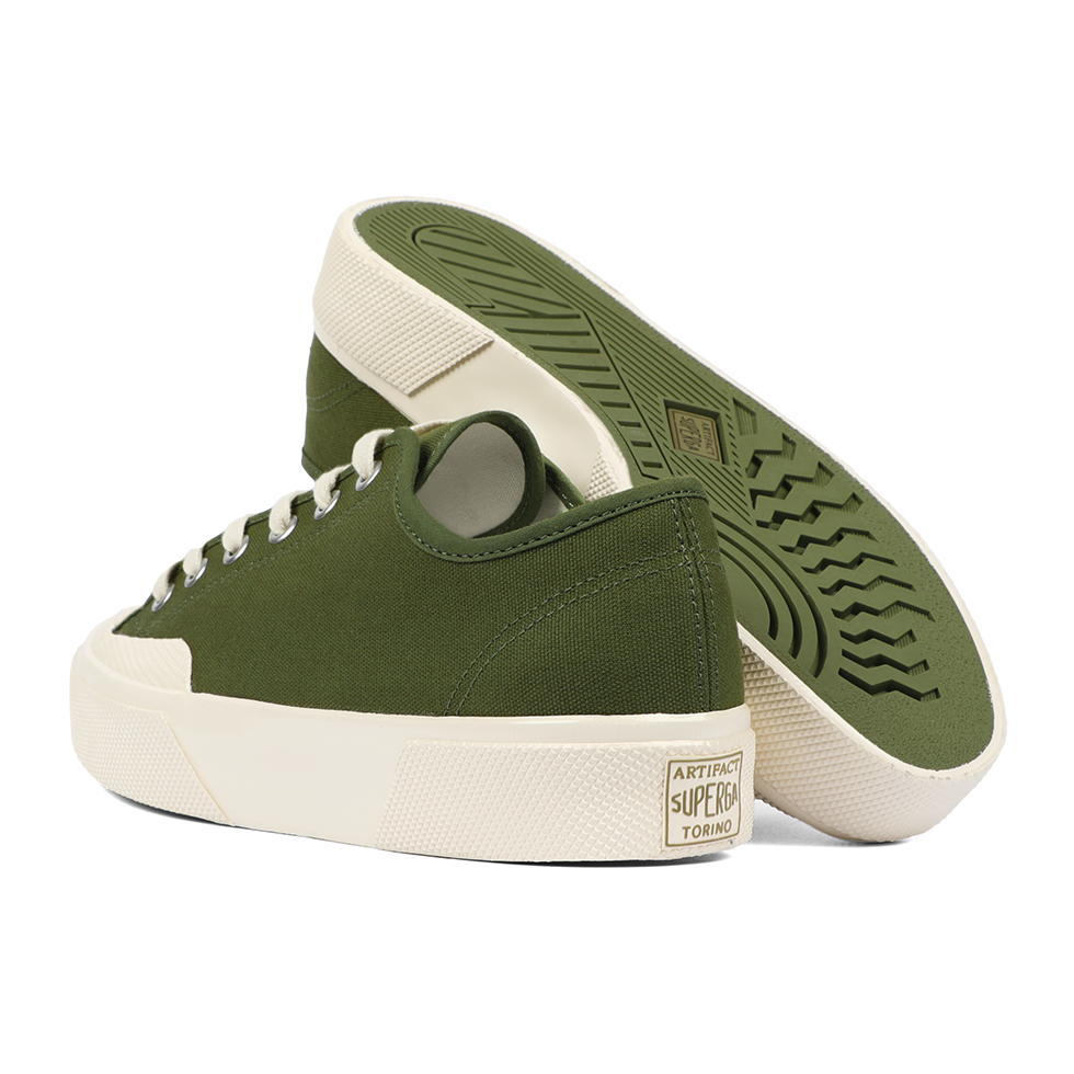 Artifact by Superga 2432 Collect Workwear Low Cut Cotton Canvas Green Off White