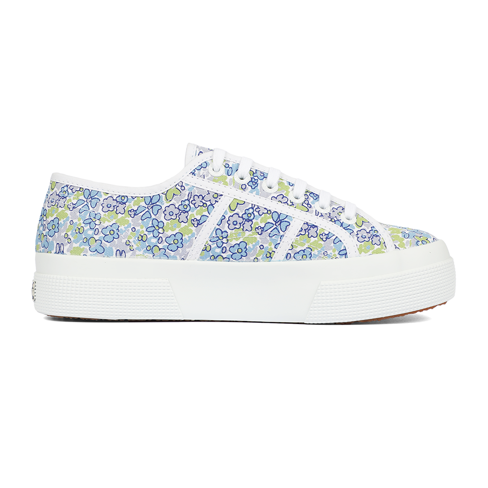 Superga 2740 Flatform Fun Flowers Azure Green Light Misty Lilac