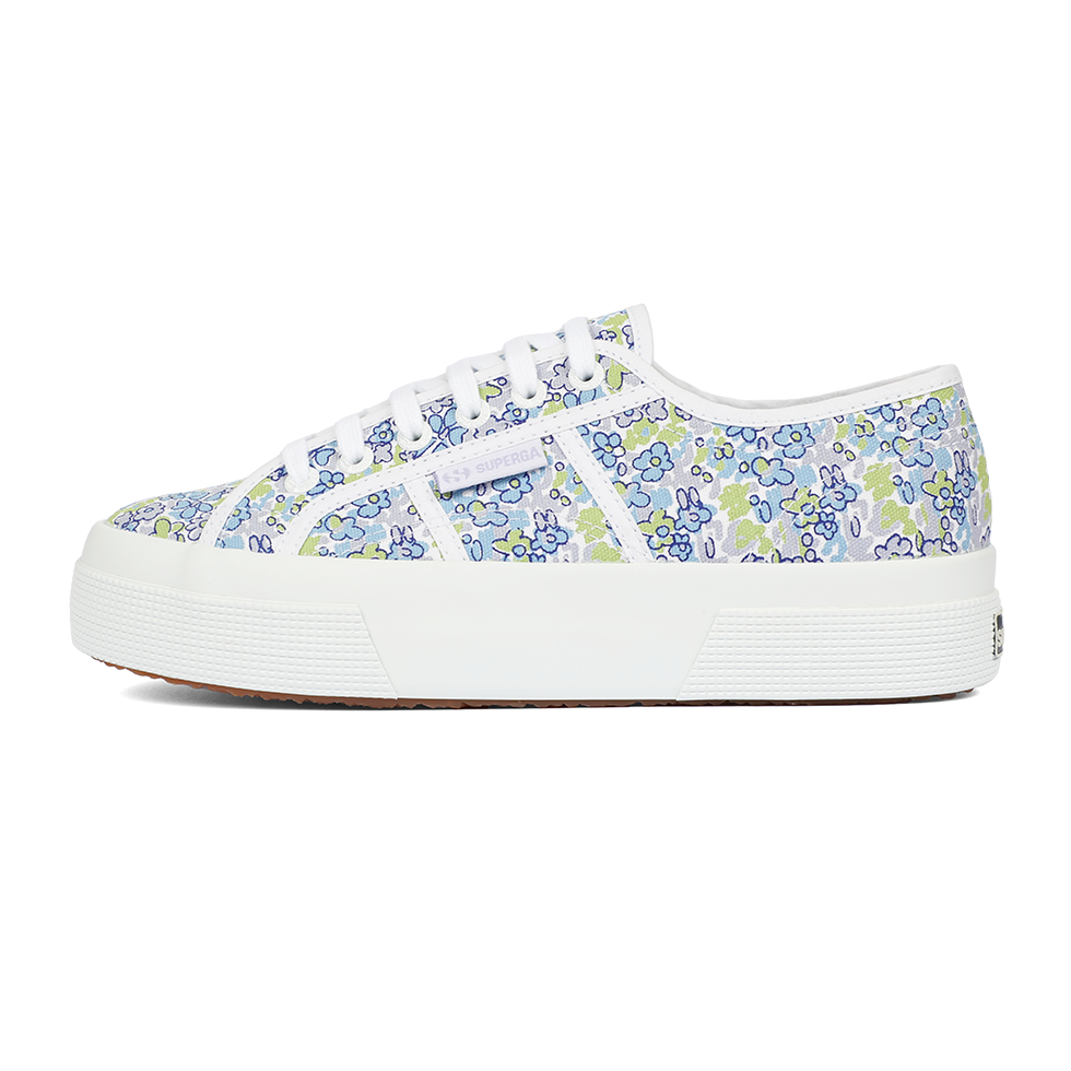 Superga 2740 Flatform Fun Flowers Azure Green Light Misty Lilac