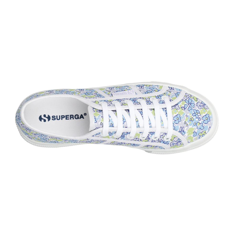 Superga 2740 Flatform Fun Flowers Azure Green Light Misty Lilac