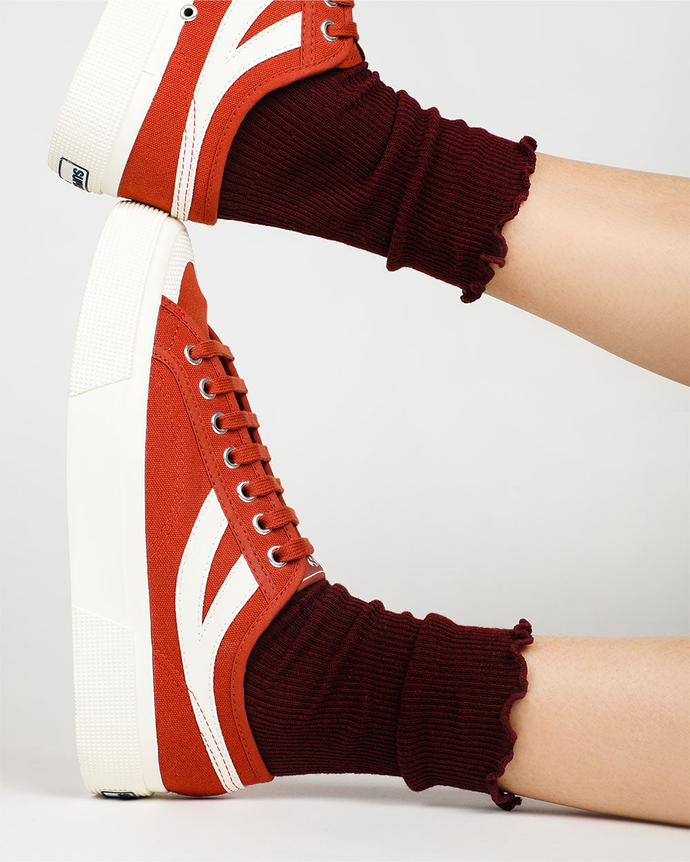 Superga Ruffle Socks Burgundy