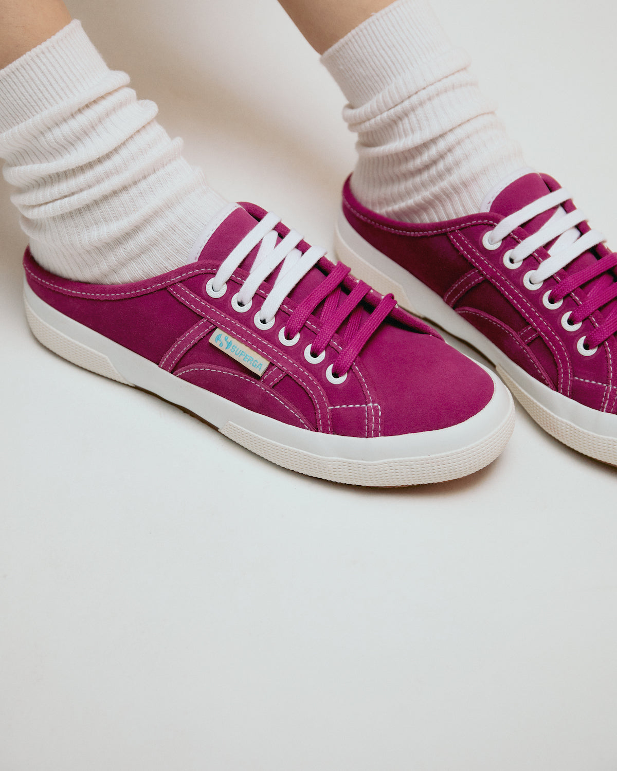 Superga X Motherchuckers 2402 Suede Mule Fuchsia Orchid