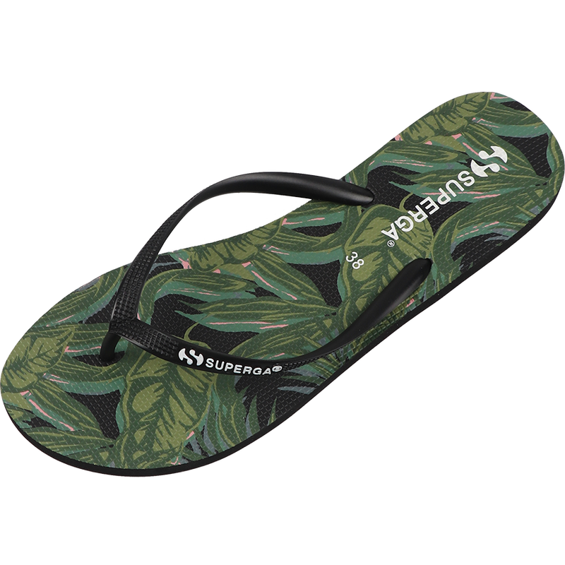 Superga 4121 Fantasy Slim Flip Flop Palms Black