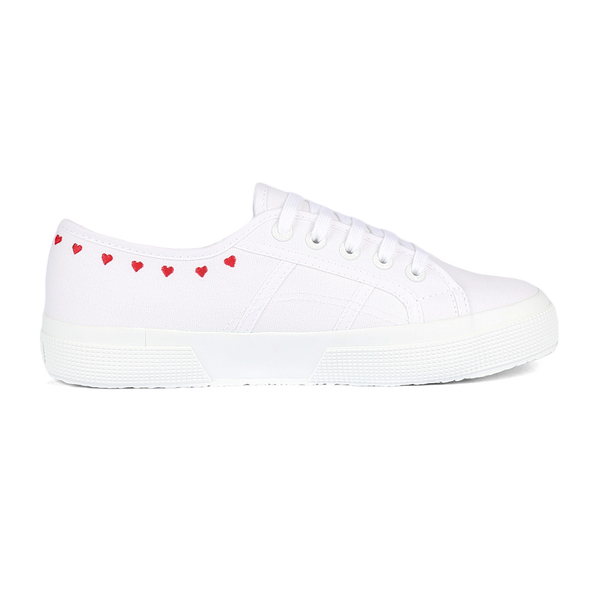 Superga 2750 Little Hearts Embroidery White Red Heart